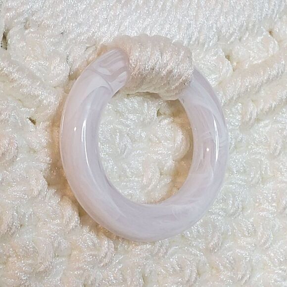 Vintage 70s Macrame Handbag Purse Medium Off White Lined Boho - Picture 4 of 6